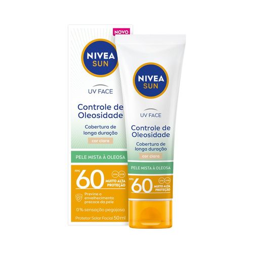 Nivea Sun Protetor Solar Facial UV Face Controle de Oleosidade Cor Clara FPS 60 50g