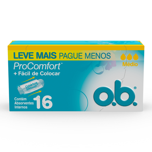 Absorvente Interno OB Procomfort Médio Com 16 Unidades Leve Mais Pague Menos
