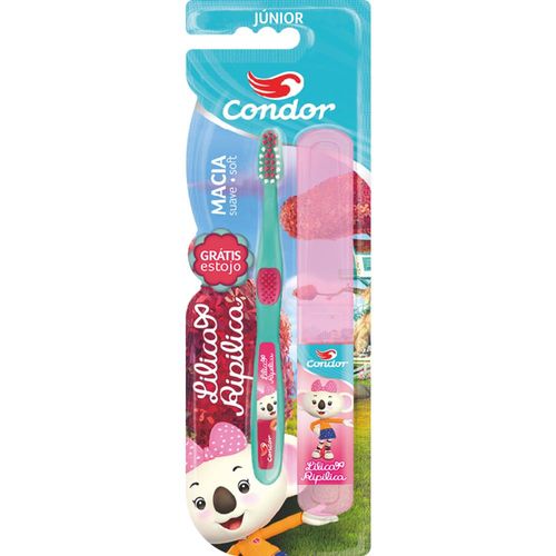 Escova dental Condor júnior lilica 4+ grátis estojo protetor