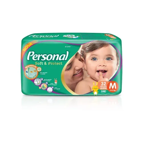 Fralda Personal Baby Jumbo M com 32 Unidades