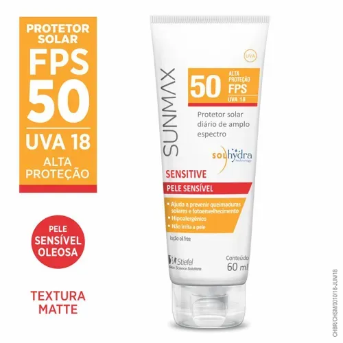 Protetor Solar Sunmax pele sensível FPS 50 60ml