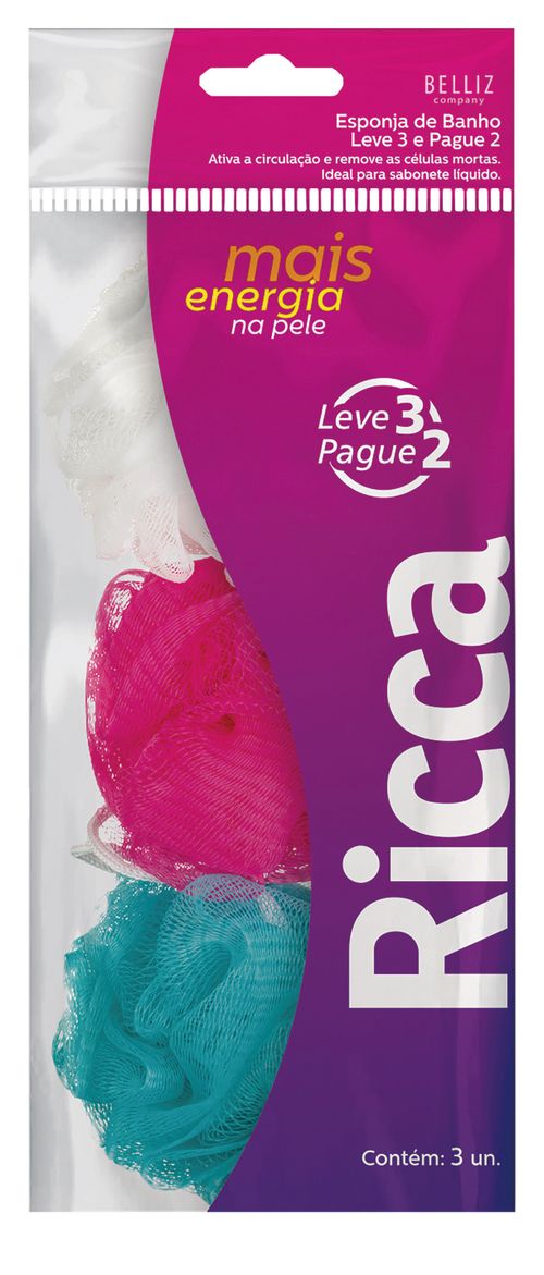 Esponja Para Banho Ricca pequena leve 3 pague 2