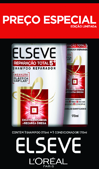 Kit Shampoo 375ml + Condicionador 170ml Elseve Reparação Total 5+