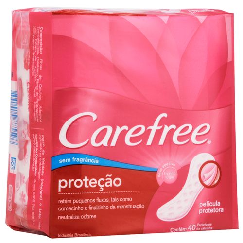 Protetor Diário Carefree Proteção Sem Perfume Com 40 Unidades