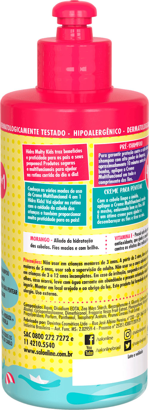 Creme Multifuncional Salon Line Hidra Multy Kids 4 em 1 300ml