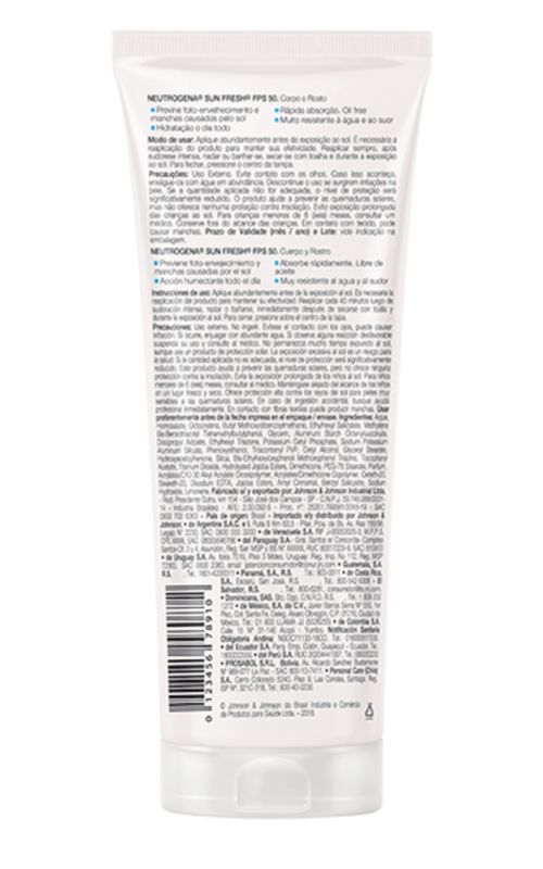 Protetor Solar Neutrogena Sun Fresh FPS50 Corpo 200ml