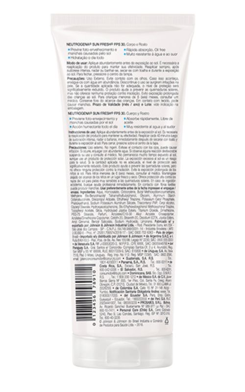 Protetor Solar Neutrogena Sun Fresh FPS30 Corpo 200ml