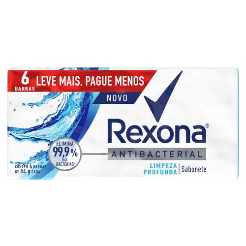 Kit Sabonete Barra Rexona Antibacterial Limpeza Profunda 84g com 6 Unidades Leve Mais Pague Menos