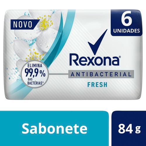 Kit Sabonete Barra Rexona Antibacterial Fresh 84g com 6 Unidades Leve Mais Pague Menos