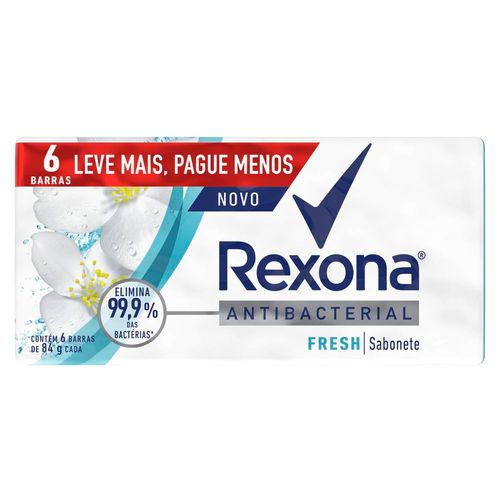 Kit Sabonete Barra Rexona Antibacterial Fresh 84g com 6 Unidades Leve Mais Pague Menos