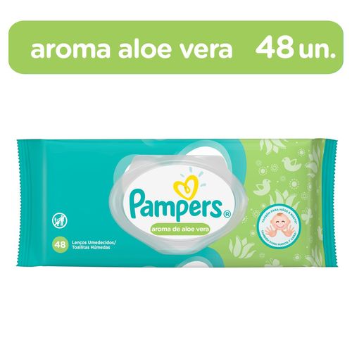 Lenço Umedecido Pampers Aroma de Aloe Vera com 48 Unidades