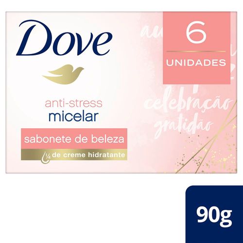 Kit Sabonete Barra Dove Anti-Stress Micelar 90g com 6 Unidades
