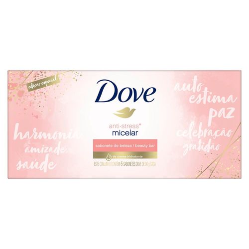 Kit Sabonete Barra Dove Anti-Stress Micelar 90g com 6 Unidades