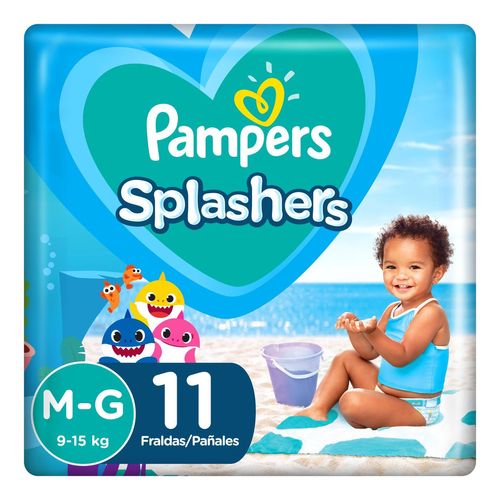 Fralda para Água Pampers Splashers Baby Shark M-G com 11 Unidades