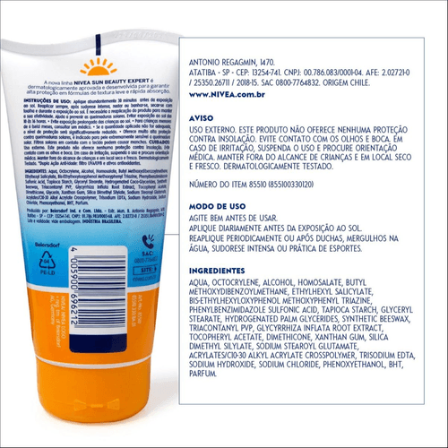 Protetor Solar Nivea Sun Beauty Expert FPS60 Corpo 150ml