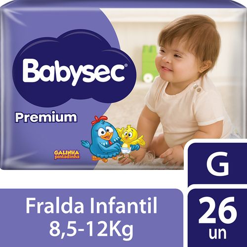 Fralda Babysec Galinha Pintadinha Premium Mega G com 26 Unidades