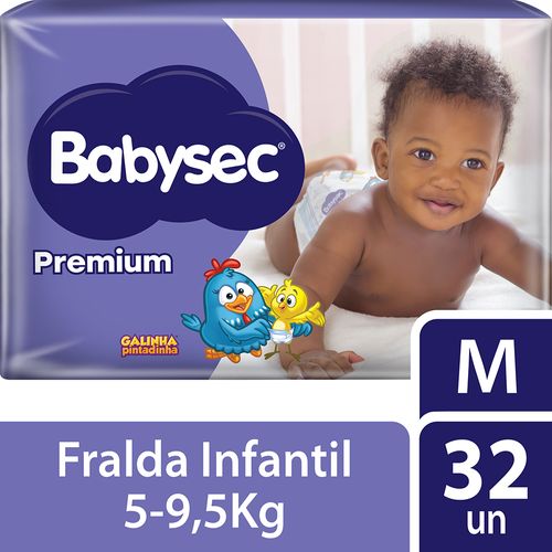 Fralda Babysec Galinha Pintadinha Premium Mega M com 32 Unidades