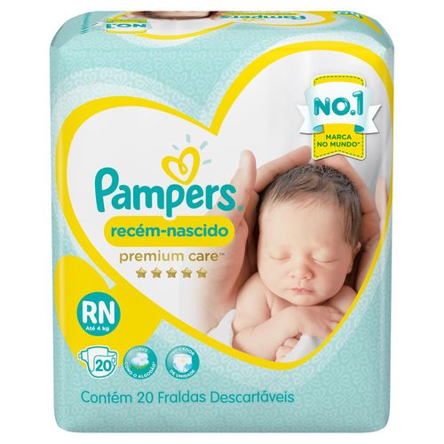 Fraldas Pampers Recém-Nascido Premium Care RN com 20 Unidades