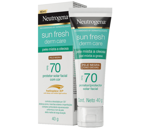 Protetor Solar Facial Neutrogena Sun Fresh Derm Care FPS70 Pele Negra 40g