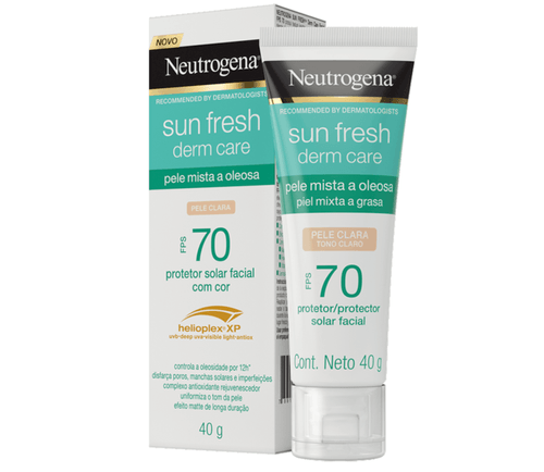 Protetor Solar Facial Neutrogena Sun Fresh Derm Care FPS70 Pele Clara 40g