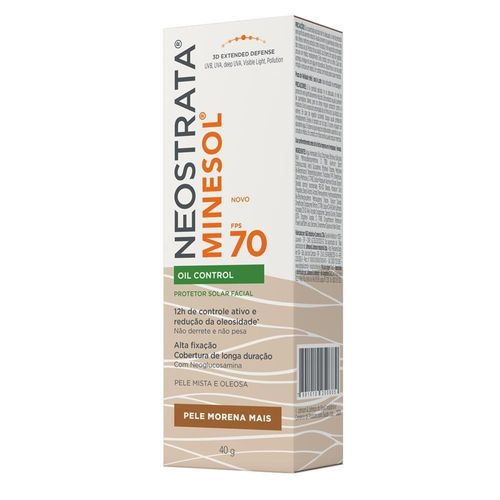 Protetor Solar Facial Neostrata Minesol Oil Control FPS70 Pele Morena Mais 40g