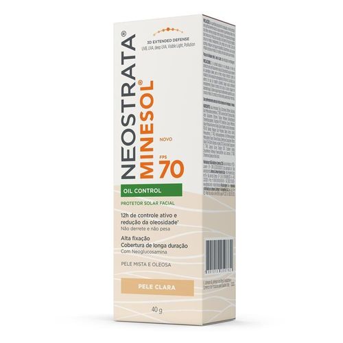 Protetor Solar Facial Neostrata Minesol Oil Control FPS70 Pele Clara 40g