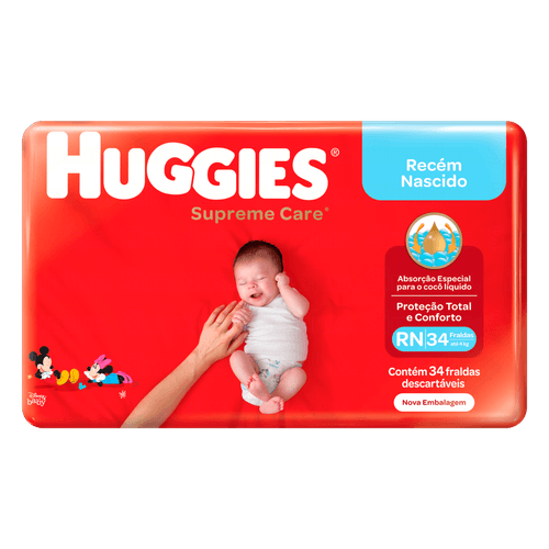 Fralda Huggies Disney Supreme Care Mega RN com 34 Unidades