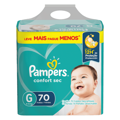 Fralda Pampers Confort Sec Giga G com 70 Unidades
