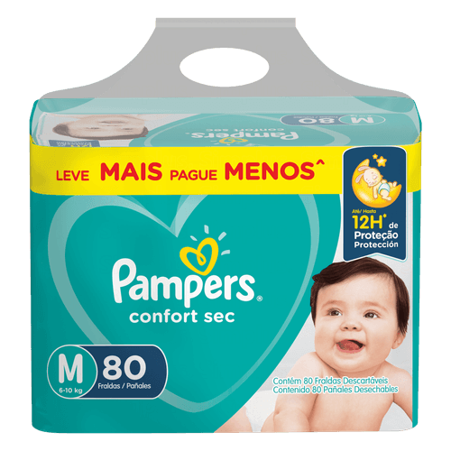 Fralda Pampers Confort Sec Giga M com 80 Unidades