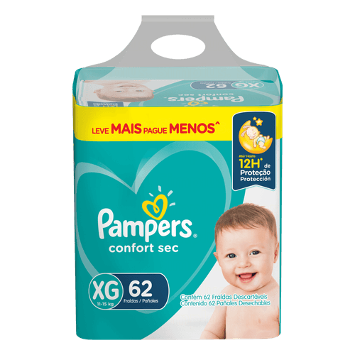 Fralda Pampers Confort Sec Giga XG 62 Unidades