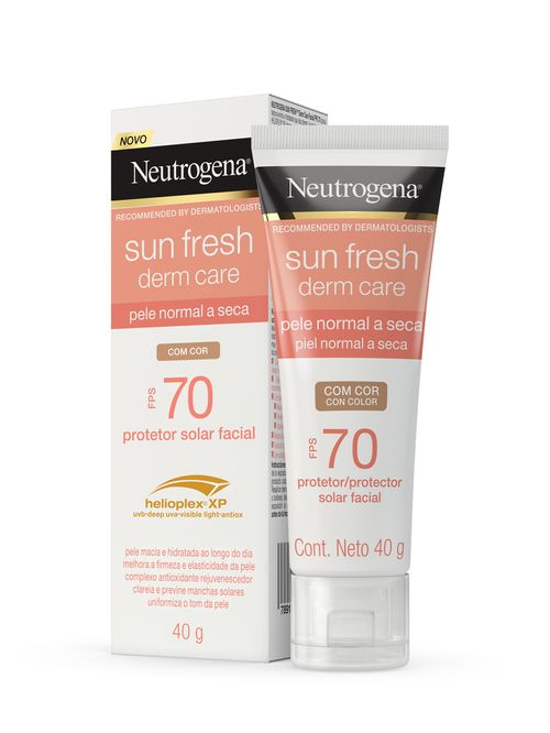 Protetor Solar Facial Neutrogena Sun Fresh Derm Care Com Cor FPS70 com 40g