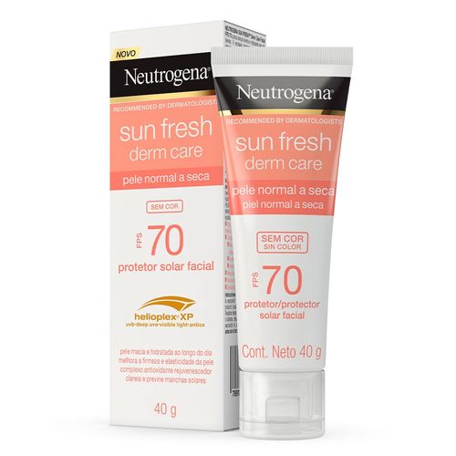 Protetor Solar Facial Neutrogena Sun Fresh Derm Care Dry Skin Sem Cor FPS 70 com 40g