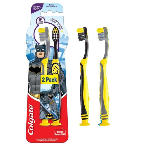Escova Dental Colgate Smiles Batman & Mulher Maravilha Extra Macia 6+ Anos com 2 Unidades