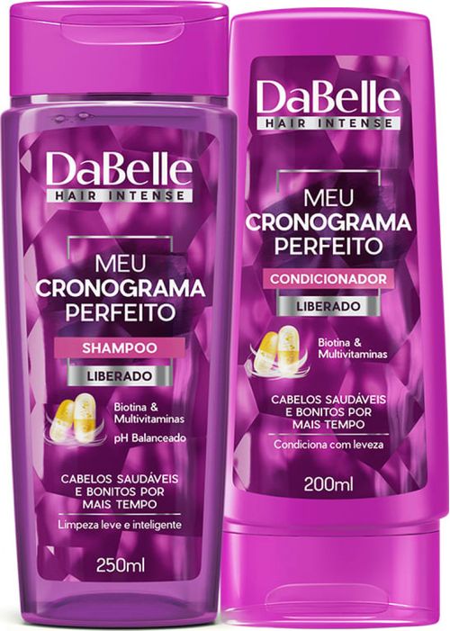 Kit Shampoo 250ml + Condicionador 175ml Dabelle Meu Cronograma Perfeito