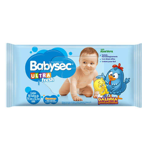 Toalha Umedecida Babysec Galinha Pintadinha Ultra Fresh com 46 Unidades