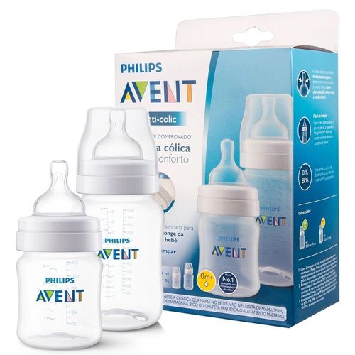 Kit Mamadeira Avant Transparente Anti-Cólica 125ml+260ml SCD372/01