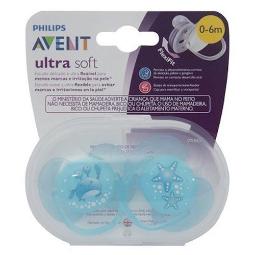 Chupeta Ultra Soft Aventis Meninos 0-6 com 2 Unidades SCF226/20