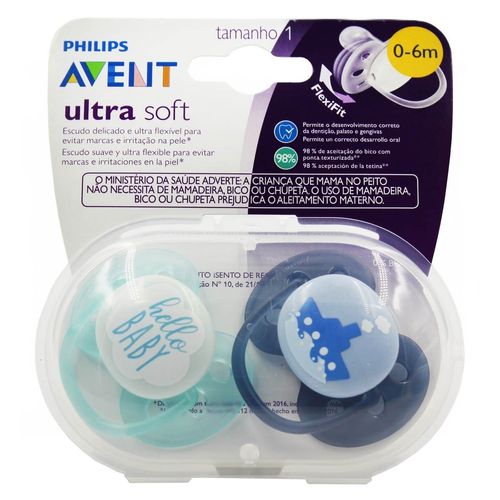 Chupeta Ultra Soft Aventis 0-6 Meninos com 2 Unidades SCF222/01