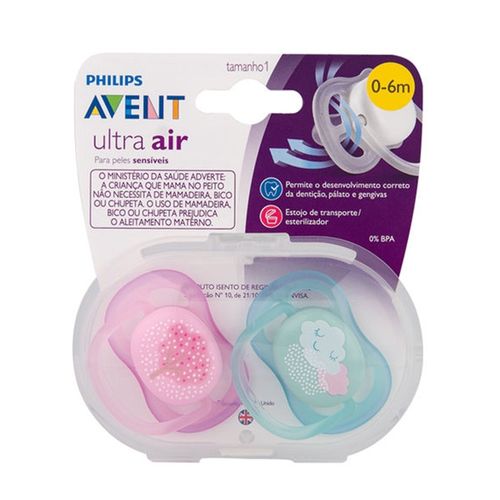 Chupeta Ultra Air Aventis 0-6 Meninos com 2 Unidades SCF342/20