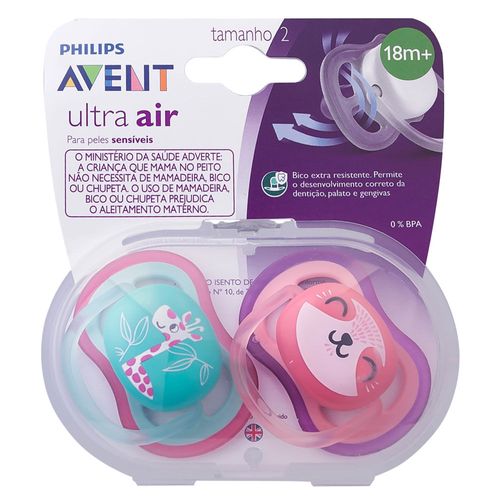 Chupeta Ultra Air Aventis 18+ Meninas com 2 Unidades SCF349/12