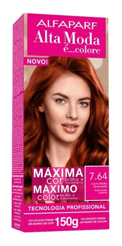 Tintura Creme Altamoda 7.64 Louro Médio Acobreado Kit 150g