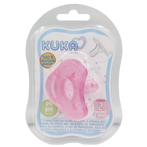 Chupeta Silicone Kuka Soft Confort Bico Redondo Tam 2 Rosa