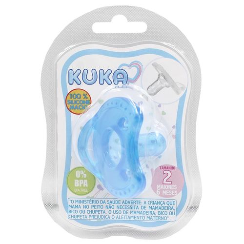 Chupeta Silicone Kuka Soft Confort Bico Redondo Tam 2 Azul