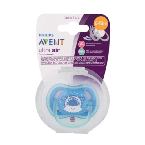 Chupeta Philips Avent Ultra Air 6-18 Meses Azul com 1 Unidade