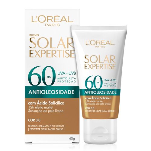 Protetor Solar Facial L'oreal Paris Solar Expertise Antioleosidade FPS60 Cor Média 40g