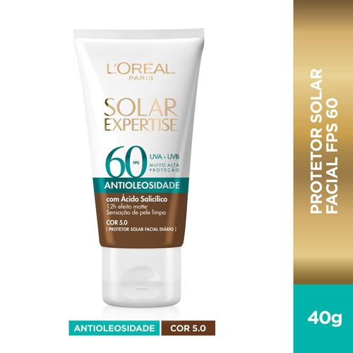 Protetor Solar Facial L'Oréal Paris Solar Expertise Antioleosidade FPS60 Cor Negra 40g