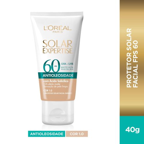 Protetor Solar Facial L'Oréal Paris Solar Expertise Antioleosidade FPS60 Cor Clara 40g