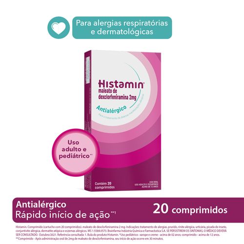 Histamin 2mg com 20 comprimidos