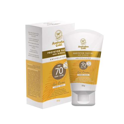 Protetor Solar Facial Australian Gold Gel Creme FPS70 50g