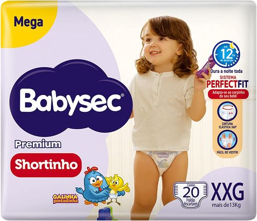 Fralda Babysec Premium Shortinho Mega XXG 20 Unidades